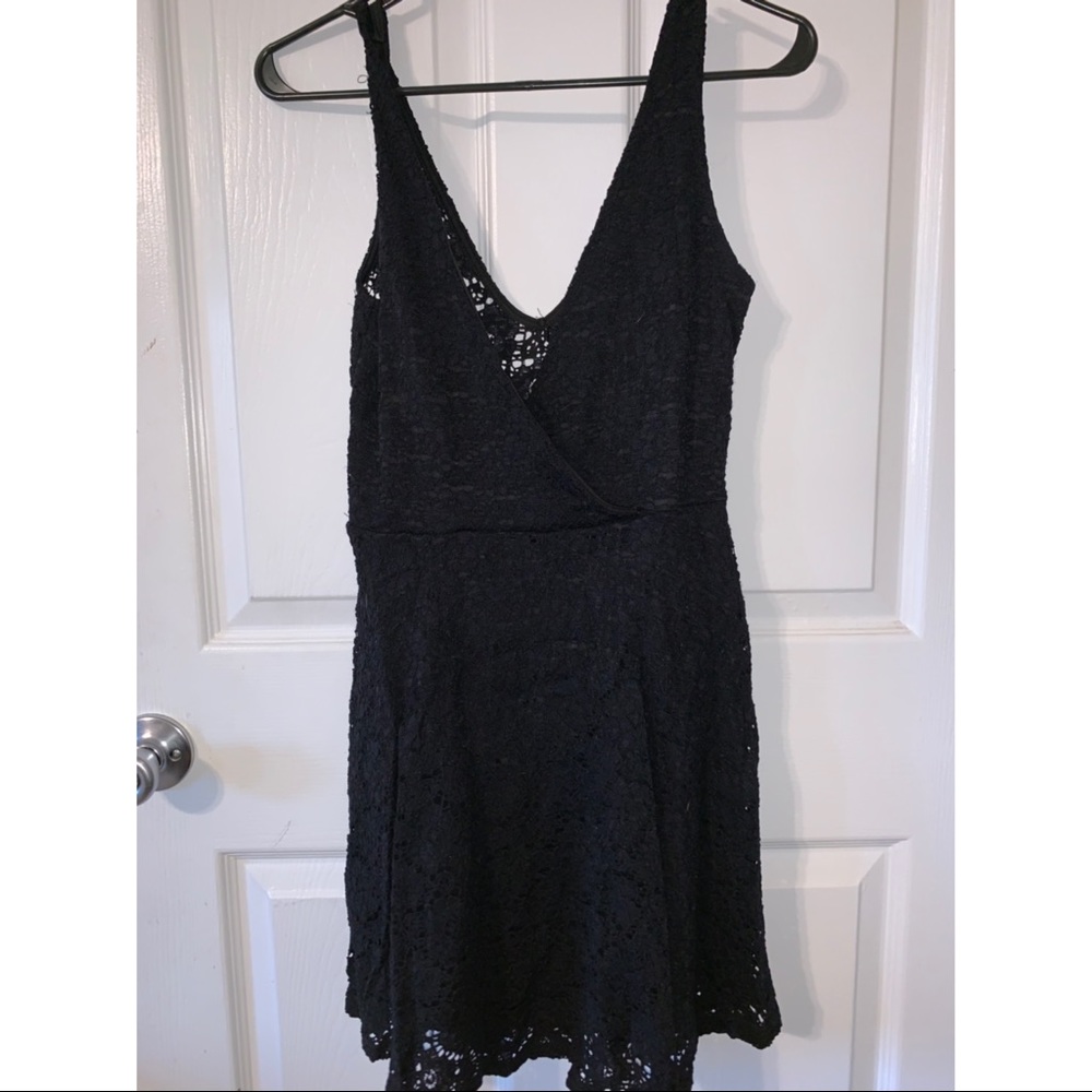 Lace V-Neck Little Black Dress